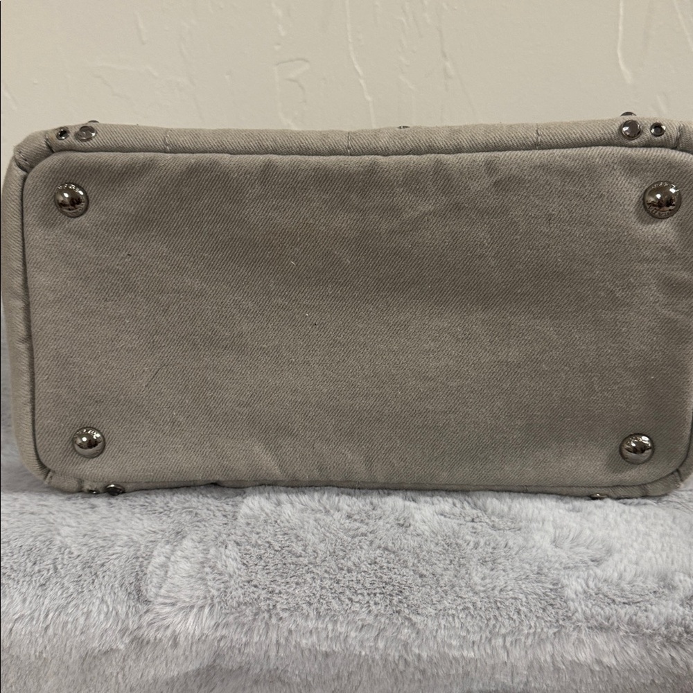 Prada Grey Denim Studded Canapa - Picture 6 of 11